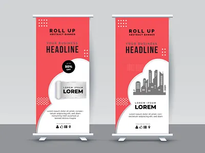 Modern Roll Up Banner Design Template ad business creative design display exhibition graphic design illustration vector