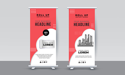 Modern Roll Up Banner Design Template ad business creative design display exhibition graphic design illustration vector