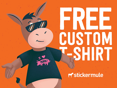 Free custom t-shirts! branding design giveaway graphic design mule orange playoff sticker mule summer sunglasses t-shirt