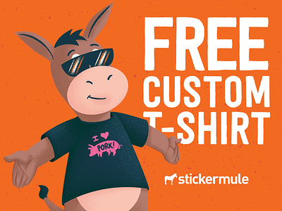 Free custom t-shirts! branding design giveaway graphic design mule orange playoff sticker mule summer sunglasses t shirt
