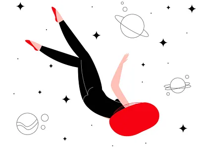 Girl in outer space adobe illustrator flat girl girl character illustration minimal space vector