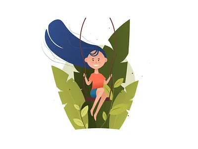 Summer adobe illustrator flat girl girl character illustration summer swing vector
