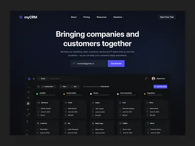 myCRM - CRM SaaS Landing Page clean crm dark mode landing page minimalist saas software ui ui design web web app web design