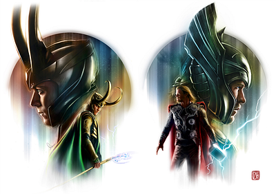 Thor x Loki adobe photoshop digital art digital artist digital illustration digital painting fanart illustration movie poster painting superhero