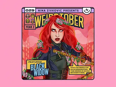 Weirdtober 029/031: – Natasha Romanoff aka Black Widow avengers black widow comic book comic book art comic book cover daily sketch endgame flowers graphic design illustration leaves marvel mcu natasha romanoff procreate scarlett johansson sketch weirdtober