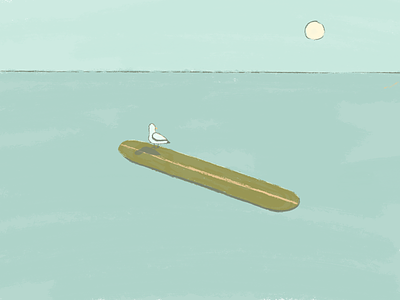 Gull 2 beach illustration paradise seagull sun surf surfboard surfing