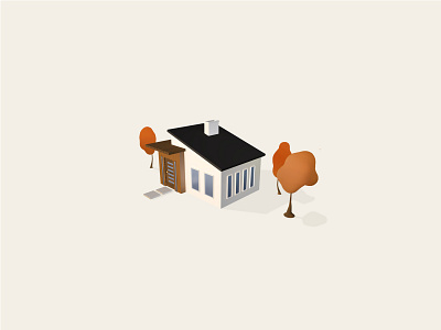 tiny house 3d architecture blobs c4d fall house mini minimal model tiny tinyart trees