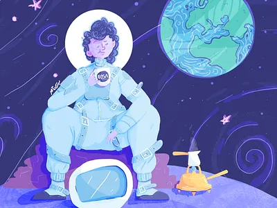 Coffee on the moon astronaut astronauts brew coffe coffee drink earth galaxy moon nasa planet planet earth sky space spaceman spacesuit stars suit woman women