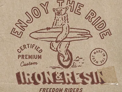 Iron & Resin Surf Bear beach bear merchandise old retro surf t shirt vintage vintage illustration