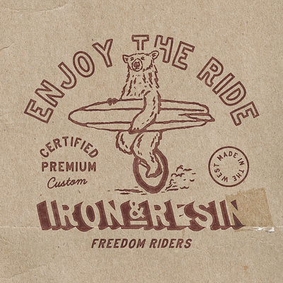 Iron & Resin Surf Bear beach bear merchandise old retro surf t shirt vintage vintage illustration