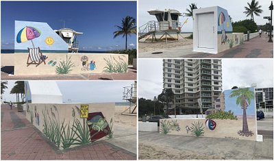 "The enchanted beach" acrylic art mural acrylicpainting backgrounddesign beachart design fantasyart illustration mural murals