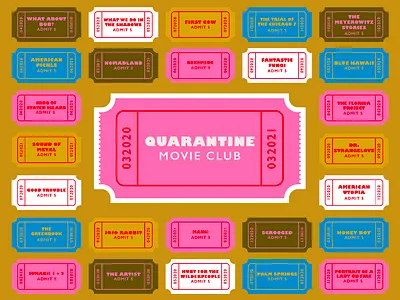 Quarantine Movie Club film film club film prop movie movie club movie ticket movies pink prop design ticket tickets vintage ticket wes anderson