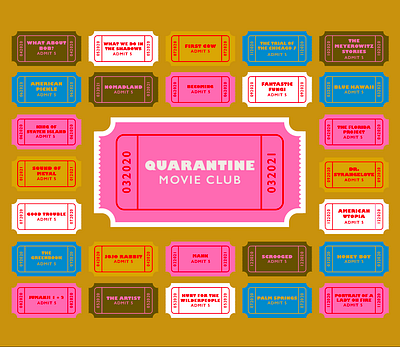 Quarantine Movie Club film film club film prop movie movie club movie ticket movies pink prop design ticket tickets vintage ticket wes anderson