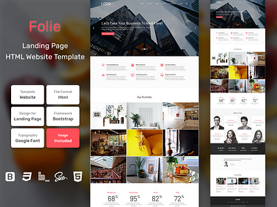 Folie Landing Page HTML Web Template V1.0 bem blog business homepage html personal portfolio sass shop store web website