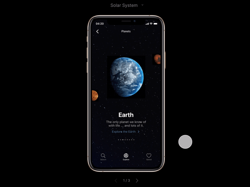 Planets animation dailyui darkmode design microinteraction motiondesign nasa planets solar system ui uidesign visualdesign