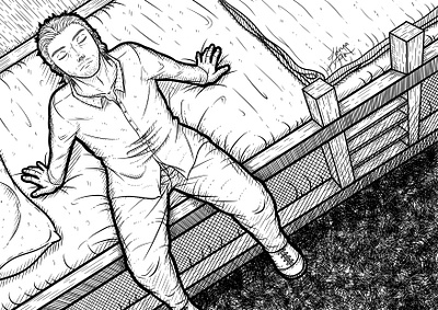 Thinking bed bunk deep digital drawing illustration illustration digital line art lineart man man illustration prison sit sitting stylize stylized think thinking thought top