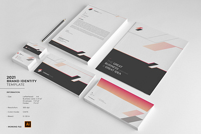 Minimal Corporate Identity brand identity branding identity business card business identity company corporate identity folder identity identity template illustrator template letterhead minimal identity