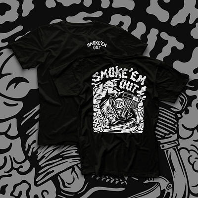 Smoke'em Out badge branding graphic harley harley davidson illustration lockup logo motorcycle smoke smoker typography vans