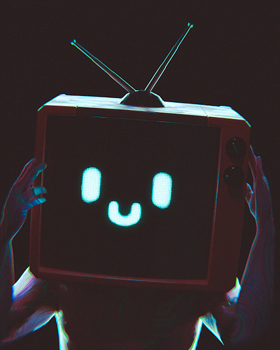 T.V. Head 3d 3d illustration blender cycles happy illustration krita sculpt