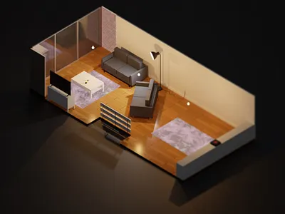 Living Room 3d low poly lowpoly