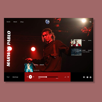 Marwan pablo Music player website dark ui egypt hero image hiphop marwan pablo minimal music music player rap spotify ui ux user interface