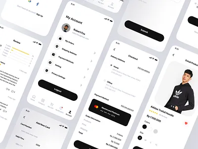 Yokoto - Fashion App UI Kit android app apparel clean clothing design fashion figma kit ios kit luxury minimalist mobile online shop outfit ui ui design ui kit ui8 ux