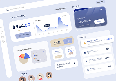 Personal Banking Dashboard design banking dashboad design graphic design illustration minimal ui uiux ux web