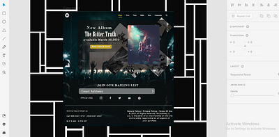 Landing screen for a official music group website adobexd design gradient color ui ux vector webdesign website