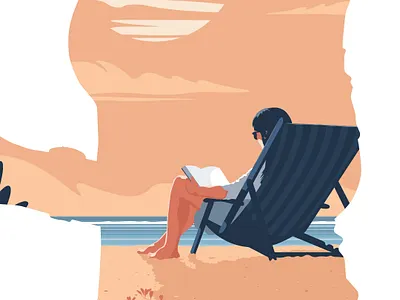 Guess who flat illustration portrait sea sunset vector