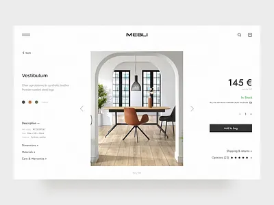 Furniture Store Concept | Product Page branding chair chair shop chair store concept design furniture furniture shop furniture store furniture website ikea product page ui ui design ux web design