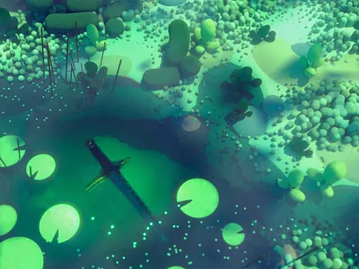 Sunken Sword 3d 3d illustration c4d cinema 4d diligence fantasy illustration nature outdoors plants pond rendering sci fi stuart wade sword water
