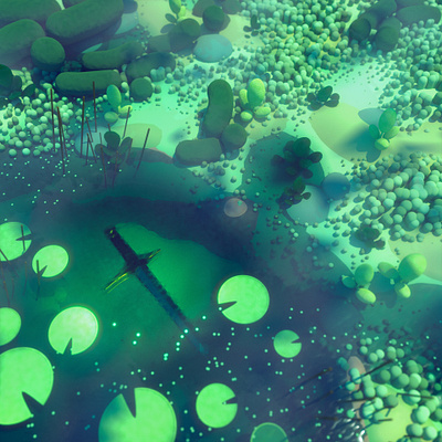Sunken Sword 3d 3d illustration c4d cinema 4d diligence fantasy illustration nature outdoors plants pond rendering sci fi stuart wade sword water