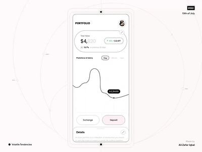 Volatile Tendencies application banking black white branding brutalism crypto dashboard finance management minimalism mobileapp money motion motion design pink simple stocks ui ux web3