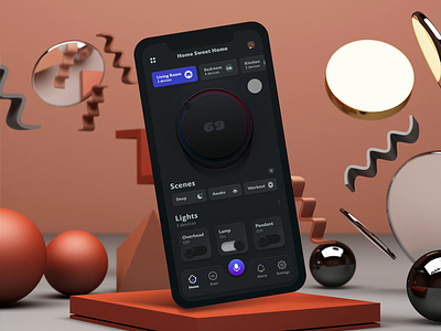 Freebie 12: Smart Home Experience adobe xd auto animate interactions lights micro interactions prototype smart smart home thermostat toggle toggles