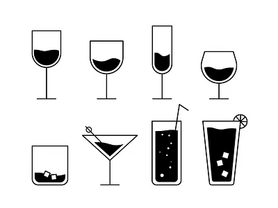 Coctail icons adobe illustrator coctail flat icon set illustration vector