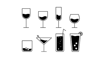 Coctail icons adobe illustrator coctail flat icon set illustration vector