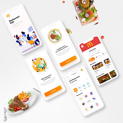 Find Restaurants Mobile App branding concept design dubaidesigner findfood findrestaurant illustration mobile app mobile app design mobile design mobile ui muneebaltaf restaurant typography ui uiux uiuxdesign uiuxdesigner