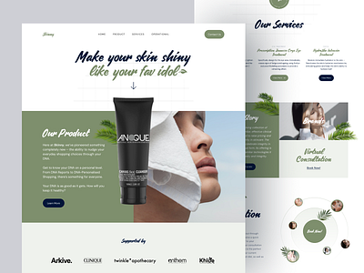 Skinny - Skin Beauty Landing Page beauty clean commerce e commerce green homepage landing page makeup market market place marketplace skin skincare store web design website website design white