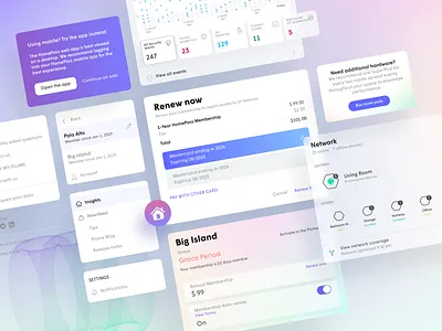 Plume HomePass WebApp Experience app network payment responsive sidebar sidebar menu smart home smarthome ui ux web webapp webapp design webapplication wifi