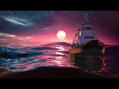 Sunset 3d art cinema4d modeling