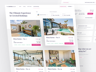 The Coveted ⌁ Real Estate Online Booking Experience app bnb booking branding clean dashboard design experience landing page minimalist modern npw pink real estate rent ui ux vacation website white