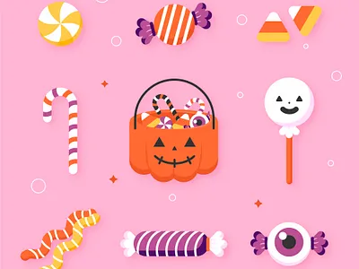 Flat Halloween candy collection Freepik candy halloween
