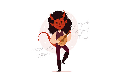 Bard adobe illustrator bard flat girl girl character illustration tiefling vector
