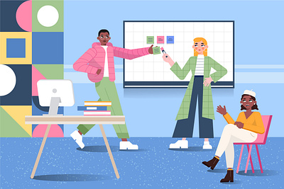 Cartoon Coworking space Freepik coworking space people