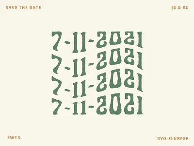 I'm Engaged! 7-11 Save The Dates branding design funky logo save the date typography