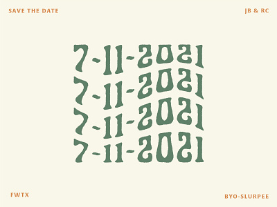 I'm Engaged! 7-11 Save The Dates branding design funky logo save the date typography