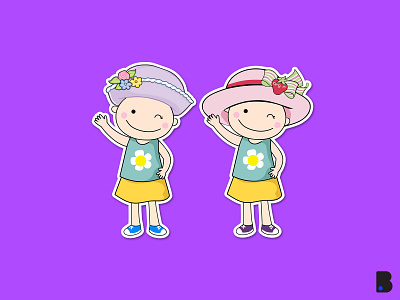 Girl Character bald cancer cartoon character children cute draw girl hat illustration mascot suffer vector