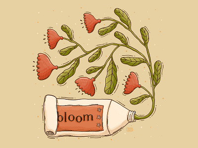 Bloom Tube artisctic beauty branding cream cream tube floral flowers growth illustration inspired paint tube promo red flower skincare spring sprout summer textures tube