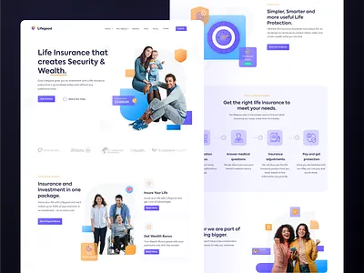 Lifegood - Landing page app black branding clean design clean ui family gradient healthy lifestyle investment landing page life insurance lifegood purple security ui ui ux wealth web design website