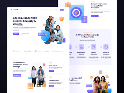 Lifegood - Landing page app black branding clean design clean ui family gradient healthy lifestyle investment landing page life insurance lifegood purple security ui ui ux wealth web design website